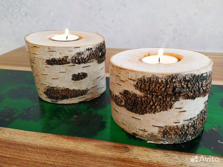 Набор подсвечников из березы