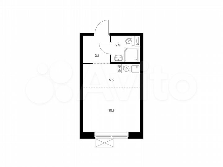 Квартира-студия, 21,8 м², 13/33 эт.