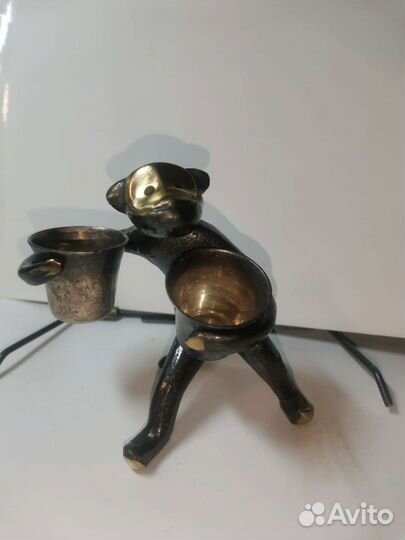 Обезьянка солонка ослик латунь СССР зебра