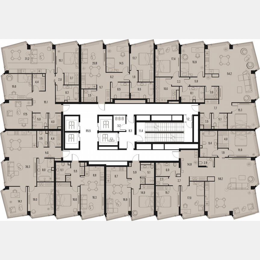 3-к. квартира, 92,9 м², 28/32 эт.