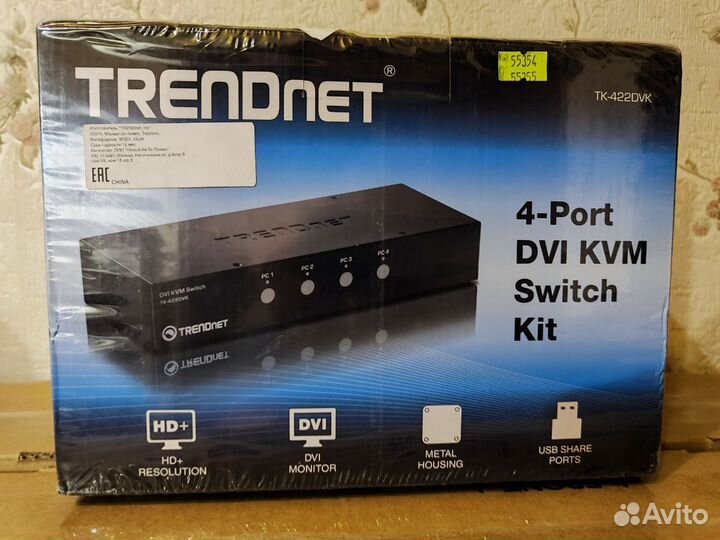 Переключатель консоли (KVM) trendnet 4-port DVI KV
