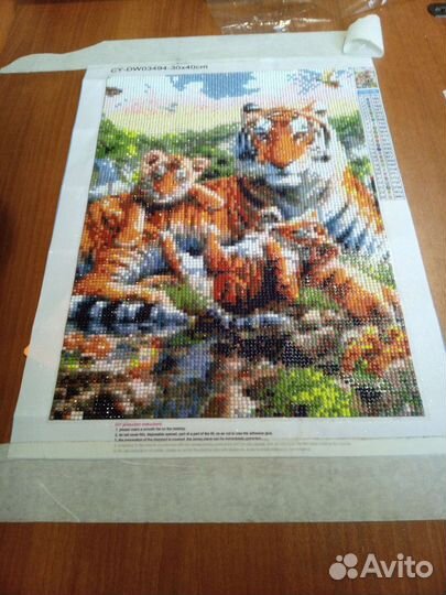 Алмазная мозайка. Тигры картина готова