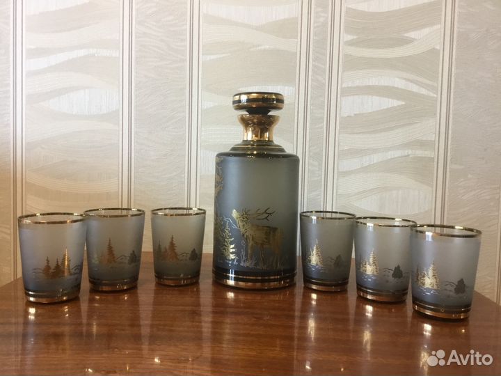 Винный набор из богемского стекла Чехословакия