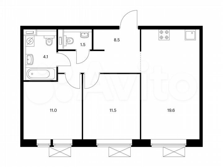 2-к. квартира, 56,2 м², 13/17 эт.