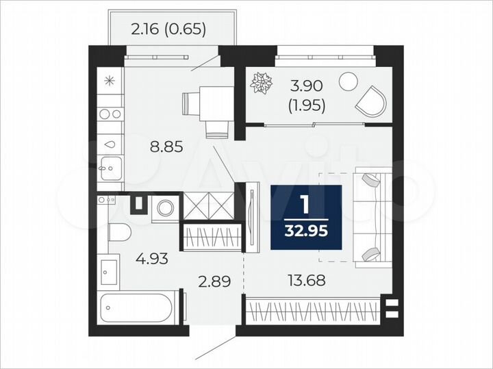 1-к. квартира, 33 м², 2/22 эт.