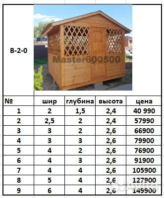 Беседка для дачи деревянная В-2-0