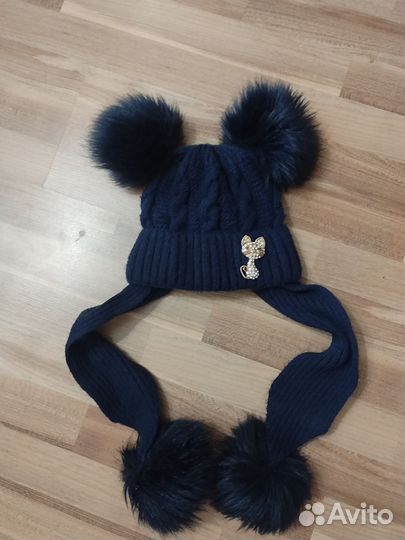 Шапочка для девочки зимняя р 52-54
