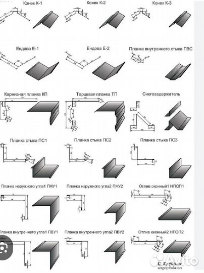 Доборные элементы для кровли гибка