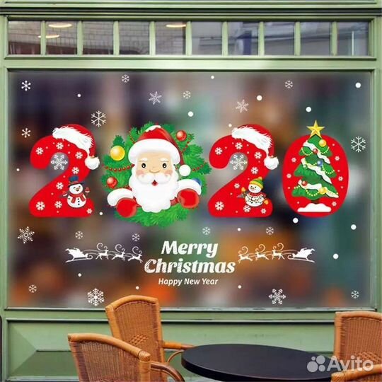 Наклейки новогодние на окно