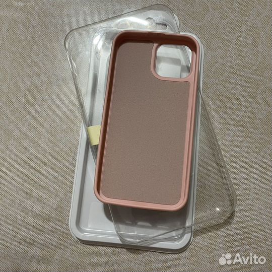 Чехол накладка iPhone 13 mini розовый и прозрачный