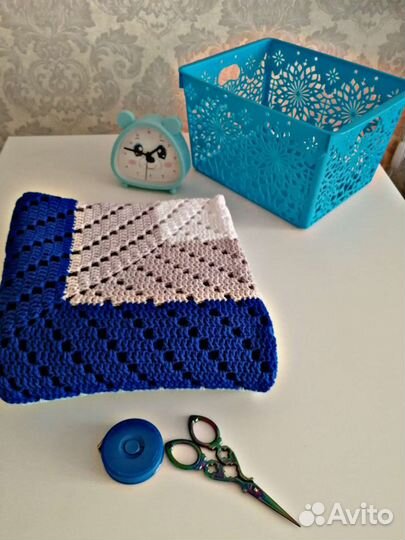 Плед детский, вязаный, ручная работа, в роддом