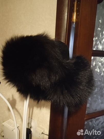 Шапка ушанка песец замша