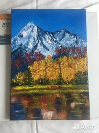 Картина горы/ маслом на холсте/ горный пейзаж