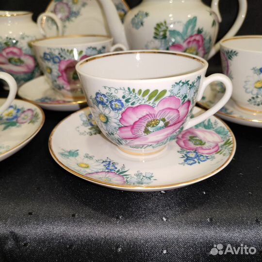 Сервиз чайный Полевые цветы,лфз, СССР