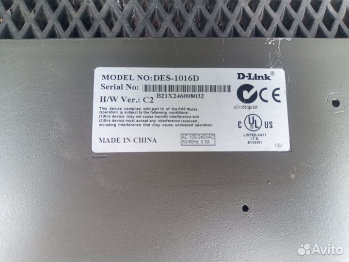 Коммутатор d link DES-1016D