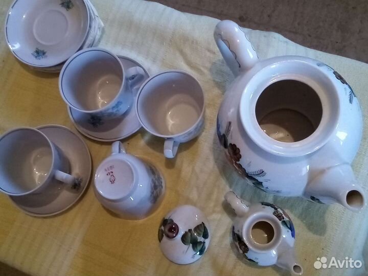 Кружка чайная СССР с блюдцами заварочный чайник