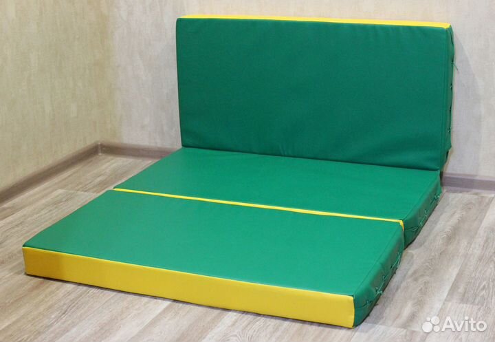 Мат № 4 (100 х 150 х 10) складной зелёно/жёлтый