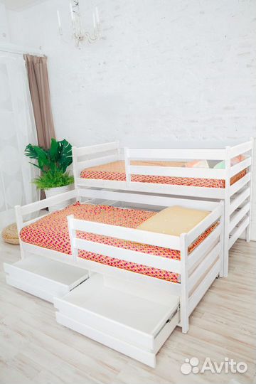 Кроватка матрешка эко из натурального дерева выдви