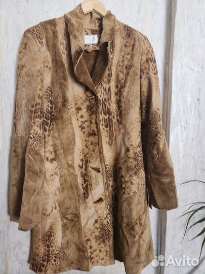 Пальто женский плащ дубленка принт