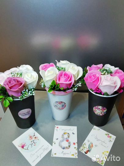 Букет комплимент из мыльных розочек