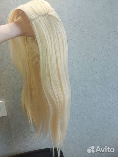 Парик блонд длинный с сеточкой на проборе, 60 см