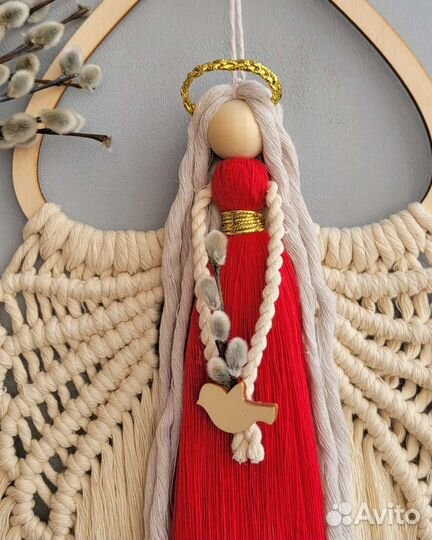 Макраме ангел-оберег пасхальный