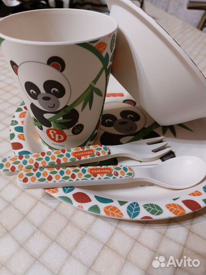 Набор детской посуды из бамбука