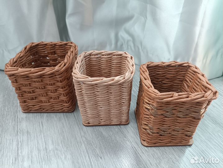 Карандашницы плетеные, салфеточницы плетеные