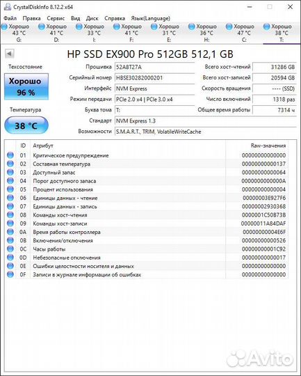 Жесткий диск ssd m2 HP EX900 Pro 512 GB