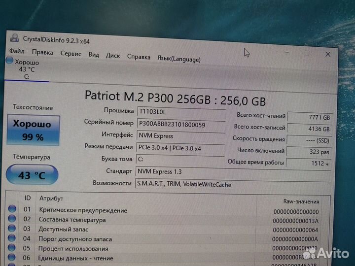 Ssd m2 nvme 256gb Patriot p300