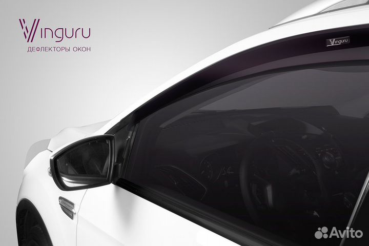 Дефлекторы окон Vinguru VW Polo 2009-2015, 2014-2020 /сед/накладные/скотч/к-т 4 шт./литьевой поликар