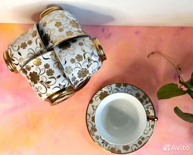 Кофейная Пара Pearl, фарфор с позолотой, Китай