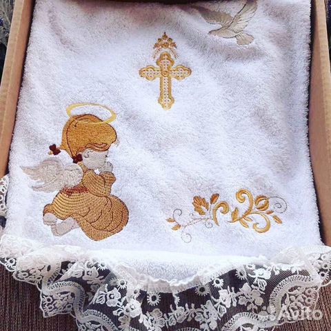 Полотенце для Крещения с индивидуальной вышивкой объявление продам