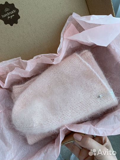 Шапка и снуд из ангоры на девочку