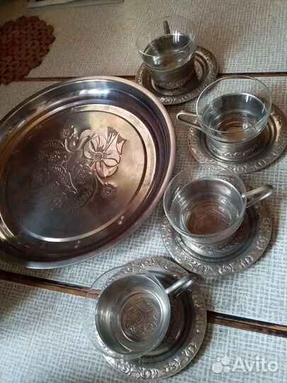 Мельхиоровый сервиз кофейно-чайный