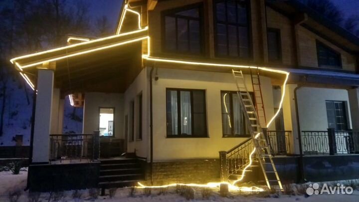 Украшение домов гирляндами