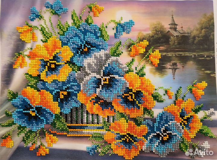 Картины Цветы - 6 шт (вышивка крестом)