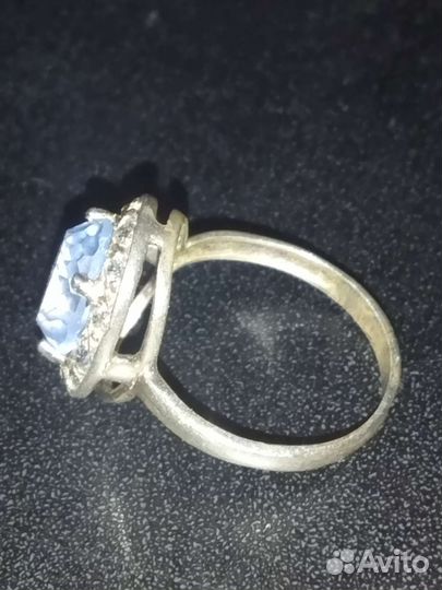 Серебряное кольцо 925, с топазом и фианитами