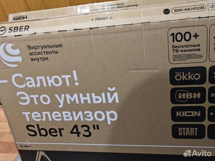 Разбит телевизор Sber SDX 43u4126b 43 109см uhd 4k