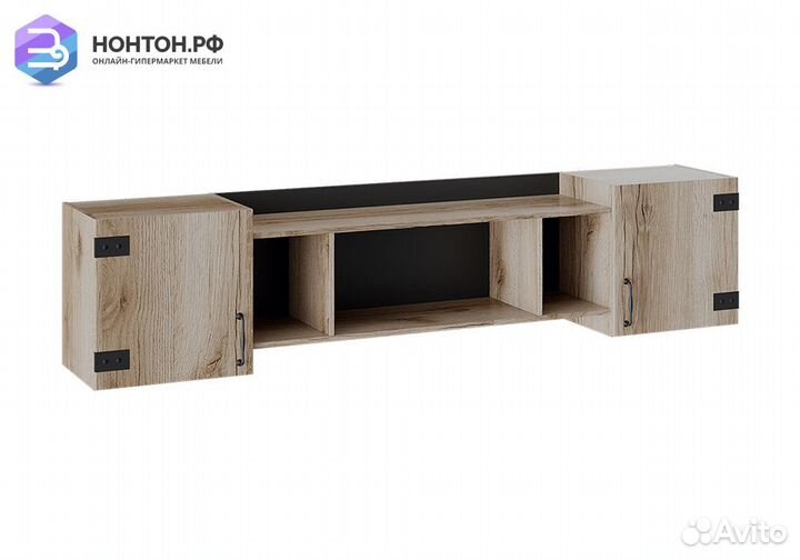 Шкаф навесной большой Окланд фон черный / дуб дела