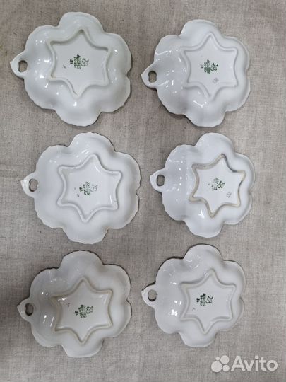 Блюдца Розетки 6 шт. Позолота Дулево 1955 г