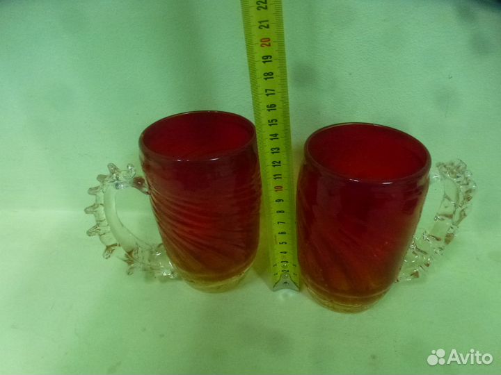 Стаканы стекло цветное Графин. Сервиз