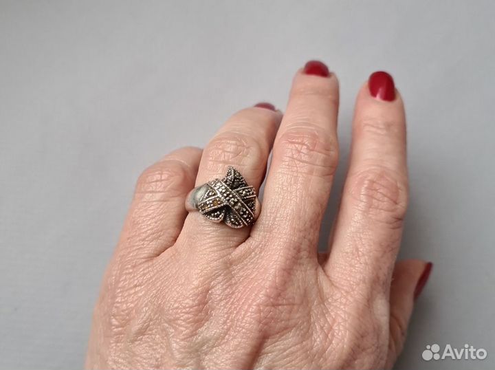 Винтаж кольцо капельное серебро 16,5-17,5
