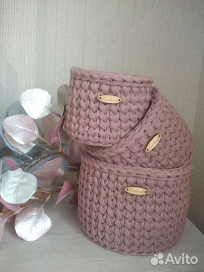 Корзина из трикотажной пряжи (набор)