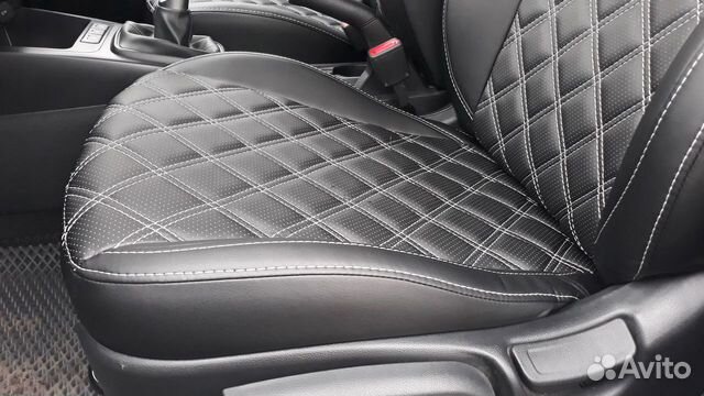 Чехлы Экокожа Hyundai Solaris 2017 Белый ромб