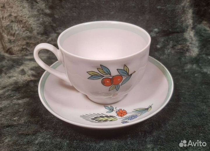 Детские чайные пары и сахарница, винтаж, Дулёво