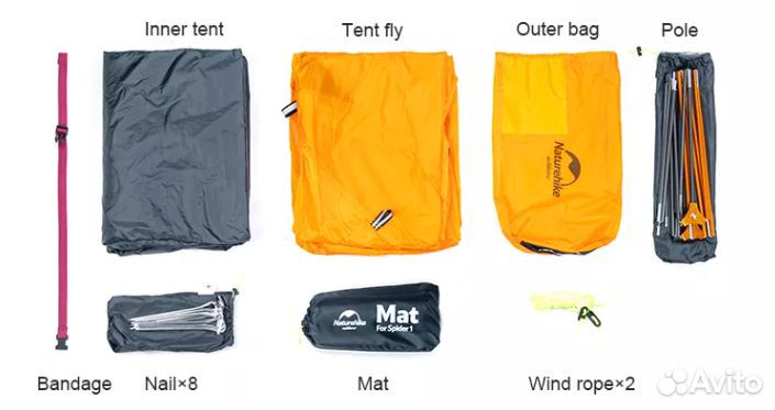 Палатка Naturehike Cycling 1-местная, алюминиевый