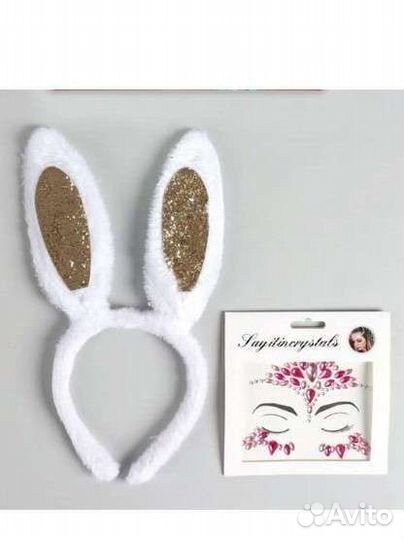 Ушки зайчика ободок, диадема, маска