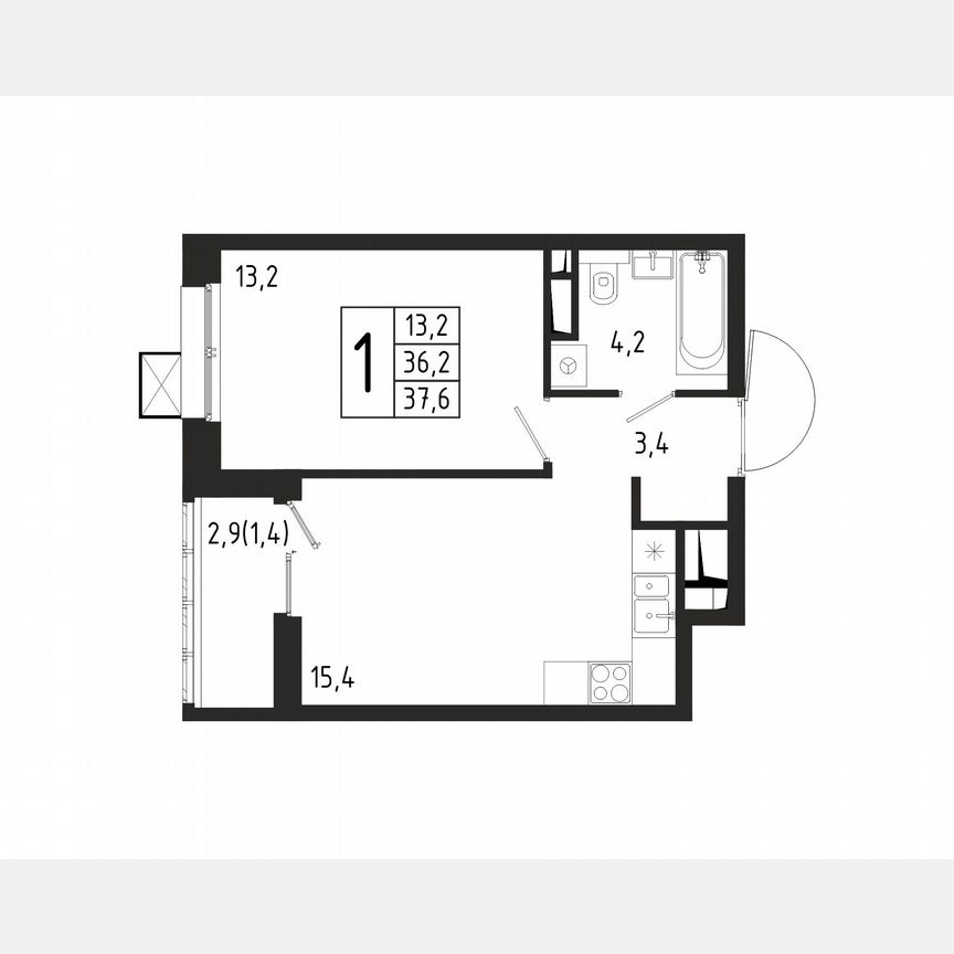 1-к. квартира, 37,6 м², 3/10 эт.