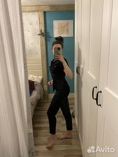 Черный новый трикотажный комбинезон H&M